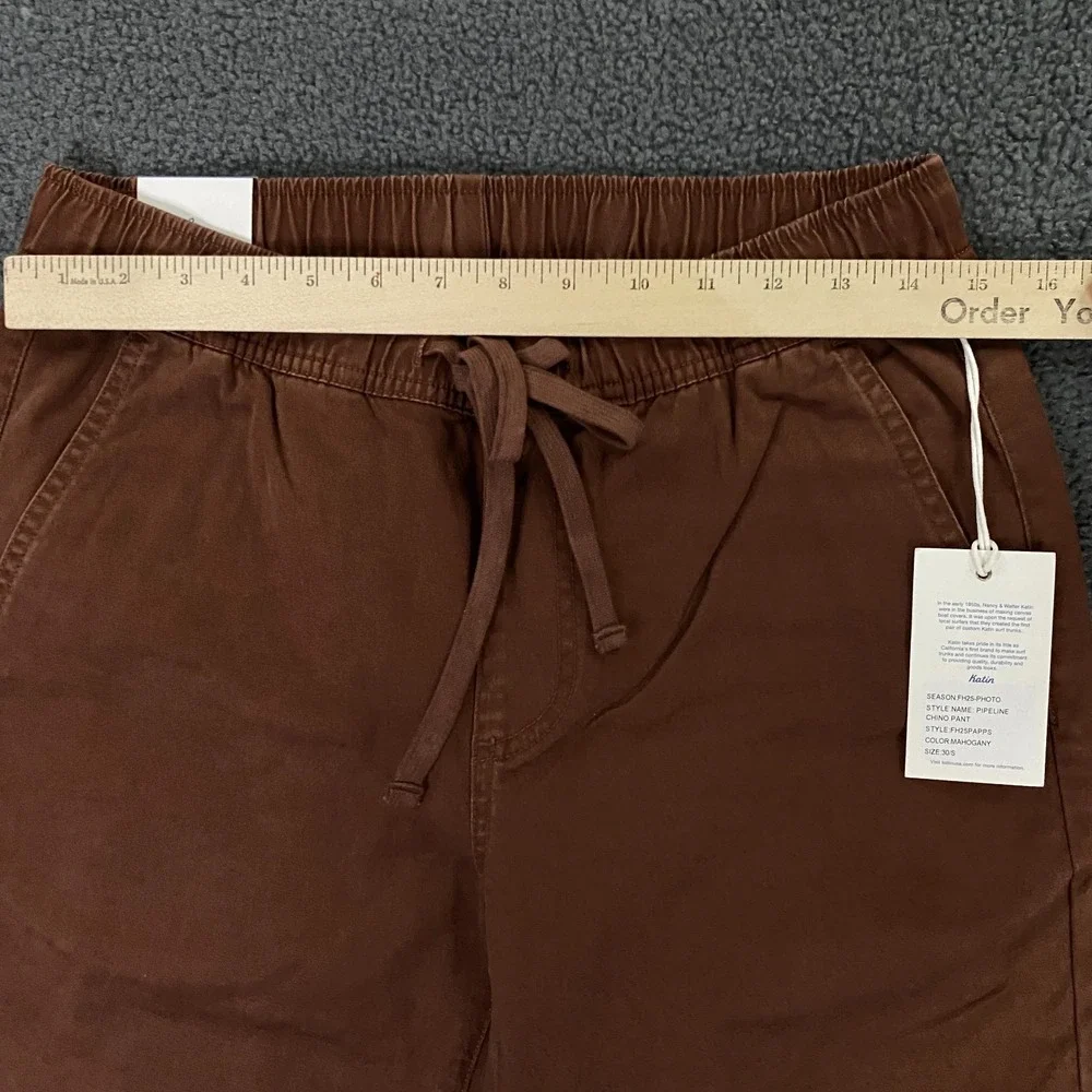Katin Pipeline Pant size Small Mahogany Brown Elastic Waist Drawstring Chino